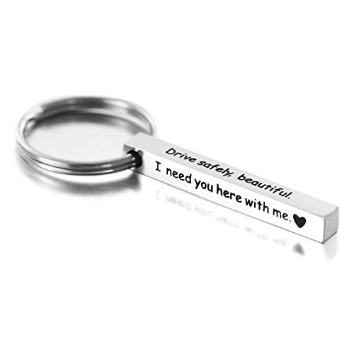 Melix Home Girlfriend Keychains Drive Safe Beautiful I Need You Here With Me Keychain Wife GF Valentines Cute Keyring For Her Anniversary Present
