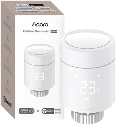 Aqara Smartes Heizkörperthermostat W600, Matter, Thread/Zigbee | Energiesparen, Sprachsteuerung,Geofencing, Kompatibel mit Apple Homekit, Home Assistant, Alexa und Google