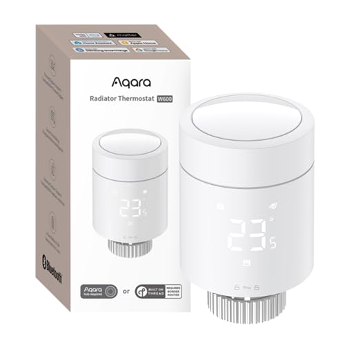 Aqara Smartes Heizkörperthermostat W600(Verbesserte Version), Zigbee/Thread Thermostat, Energiesparen, Sprachsteuerung,Geofencing, Kompatibel mit Apple Homekit, Home Assistant, Alexa und Google