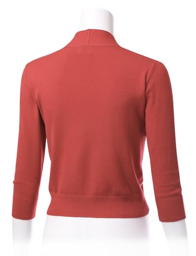 Image of Allsense Women's 3 /4 Sleeve Cropped Shrug Cardigan | Classic Bolero, Open-Front, Lightweight Soft Fine Knit Cover Up