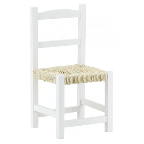 AUBRY GASPARD - Chaise Enfant Bois Blanc Assise Paille de Maïs - Finition Vieillie Patinée - 25 x 25 x 50 cm - Hauteur Assise 25 cm - Dès 3 Ans - Entretien...