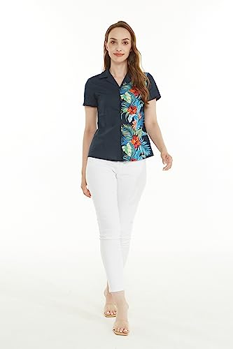 Image of Matchable Family Hawaiian Luau Men Women Girl Boy Clothes in Orchid Paradise Navy