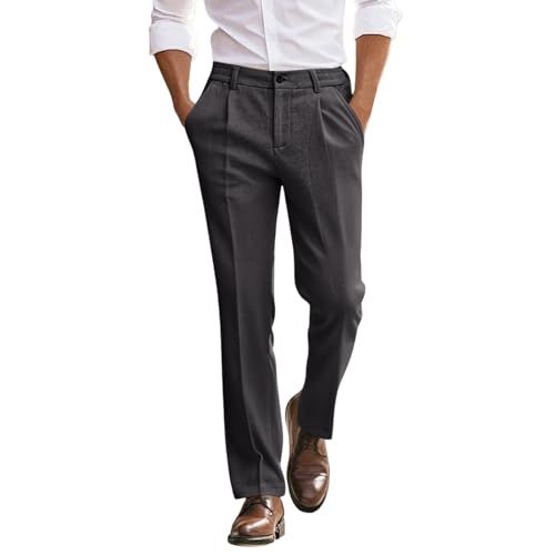Trajes para hombre de corte regular para hombre, pantalones de hombre en estilo de negocios, monocolor, corte estrecho, pantalones a juego para llevar con camisetas de vestir, pantalones de patinador