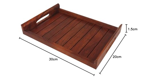 Image of Wooden sheesham Wood Serving Trays for Dining Table (Brown-12x8x1.5 inch) (Wooden Serving Tray 1 pic)