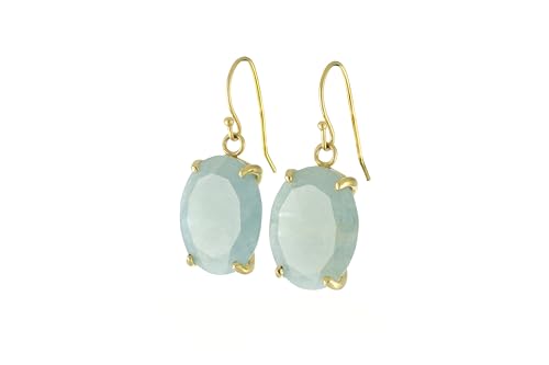 Boucles d'oreilles longues en or et aigue-marine légères et sans douleur