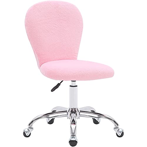 CRITTER SITTERS Emmy Kids Desk or Task Chair | Adjustable Height | Chrome Swivel Base with Caster Wheels | Pink Faux Fur Fabric CRITTER SITTERS Emmy Kids Desk or Task Chair | Adjustable Height | Chrome Swivel Base with Caster Wheels | Pink Faux Fur Fabric