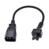 Toptekits C14 to C5 Power Plug Cable,IEC 320 C14 Male to C5 Female Adapter Cable,Universal Power Adapter IEC 320 C14 to C5 Adapter Converter C5 to C14 AC Power Cable 3 Pin IEC320 C14 Connector (1ft)