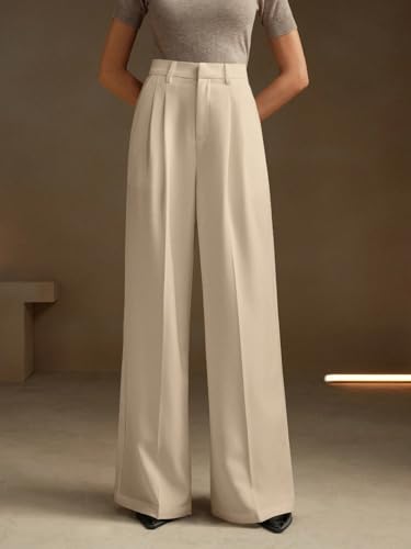 Image of KOTTY Women's Solid|Button|Wide Leg Style|High Rise|Office wear Pant