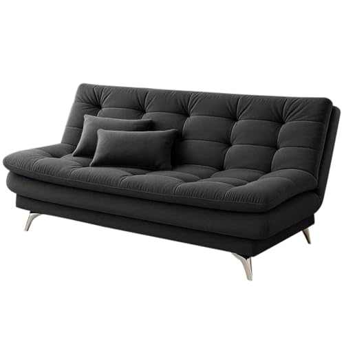 Image of Sleepify Agel 3 Seater Fabric Sofa Cum Bed Set with 2 Cushions, Best Fit for Indian Homes, Living Rooms, Offices with (Dark Grey)