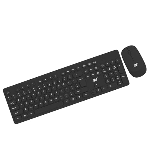 ANT Wireless Keyboard and Mouse, Silent Keyboard Mouse Combo, Full-Sized Colorful Typewriter Keyboard with Round Keycaps, 2.4G 1000 DPI Cute Mouse Compatible with PC/Laptop/Compute - Black (B0D5B18X98) Amazon Price History, Amazon Price Tracker