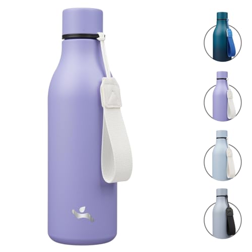 Image of Konokyo 18 oz Insulated Stainless Steel Metal Water Bottle with Strap | BPA-free, leak-proof, dishwasher-safe reusable bottle with strap for gym, school, hiking, outdoor travel & hydration