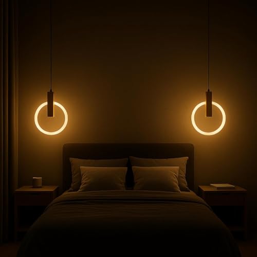 Image of Lunaris Pearl LED Pendant Lamp | Warm White Glow Ceiling Hanging Lamp | Elegant Chandelier for Dining Room, Bedroom, Living Room - (2 Pack)
