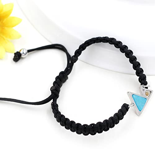Image of Uloveido Handmade Braided Rope Bracelets with Blue Triangle Mountain Mustard Seed Charm Unisex Mountain Bracelet