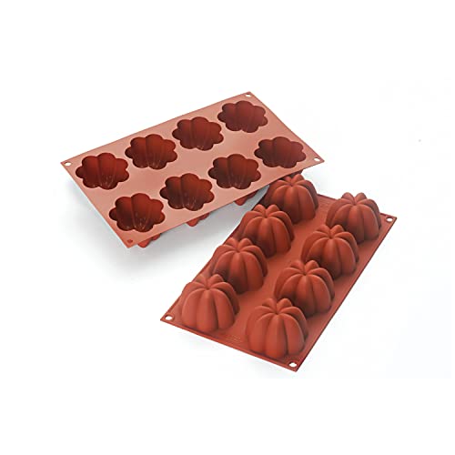 Silikomart | SF154 Moule en silicone pour monoportions CHARLOTTE, antiadhésif, 8 cavités, Lot de 1 Moule à gâteau, Ø 70 h 41 mm Volume 8 x 102 ml Tot. 816 ml, Rouge...