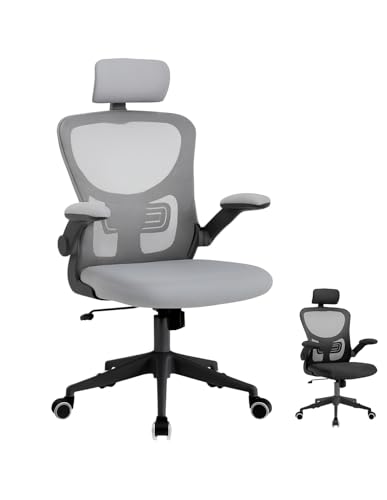 Jardin202 Silla Escritorio Ergonómica Lum – Silla Oficina Ajustable y Reclinable con Soporte Lumbar, Reposacabezas Regulable, Reposabrazos (Gris)