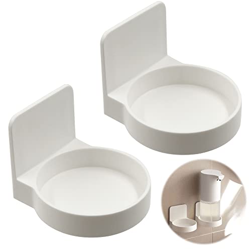 Porte Distributeur Savon Mural Blanc - 2 Pieces Support De Distributeur De Bouteille De Pompe, Autocollant Mural, Support pour Bouteille De Gel Douche, pour...