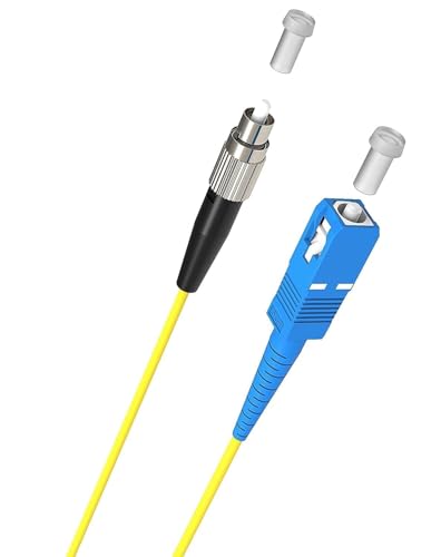 Image of Madhabi 3M SC to FC Singlemode Fiber Optic Patch Cord - Simplex 9 /125m Jumper Cable with Yellow Jacket, High-Speed Data Transmission and Internet Connectivity for Network, Router and Telecom Devices
