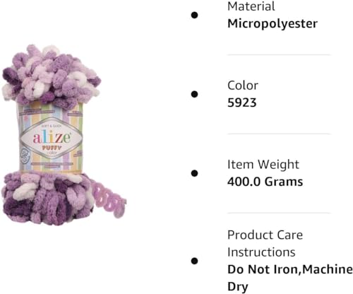 Image of Alize Puffy Color Baby Blanket Yarn Lot of 4skn 400gr 39.3 yds 100% Micropolyester Soft Yarn Hand Knitting Yarn (5923)