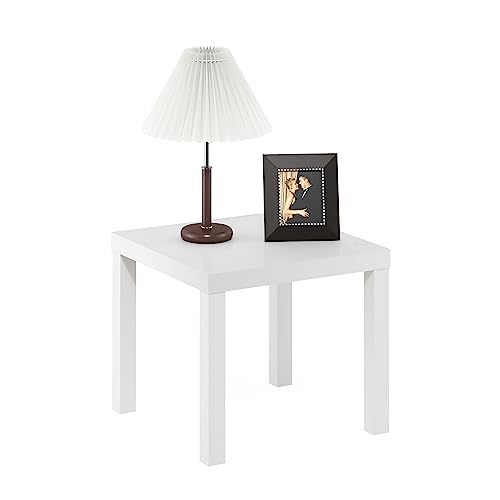Furinno CLASSIC Side Table, Square Modern End Table with 1.8" Triple Thick Tabletop, Simple Night Stand, Bedside Table, Toolless Assembly, for Living Room, Bedroom, White by Furinno - Used condition - US$22.42
