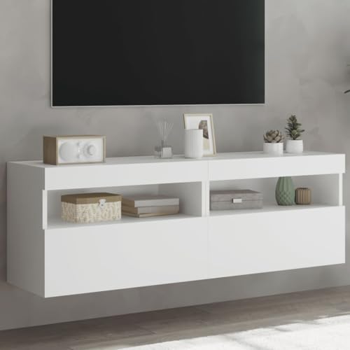 Cinyiqo Muebles de TV de Pared con 2 uds Blanco 60x30x40 cm, Mesa TV, Mueble TV Salon, Mueble Television, Mesa Television, Muebles De Salon, Mesa Salón TV - 837184