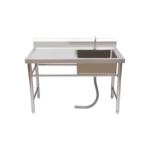 304 Stainless Steel Utility Sink Free Standing Outdoor Sink, Single Bowl Commercial Kitchen Sink w/Workbench, Stainless Steel Prep & Utility Sink for Restaurant, Kitchen, 47" x 24" x 35" (US Stock)