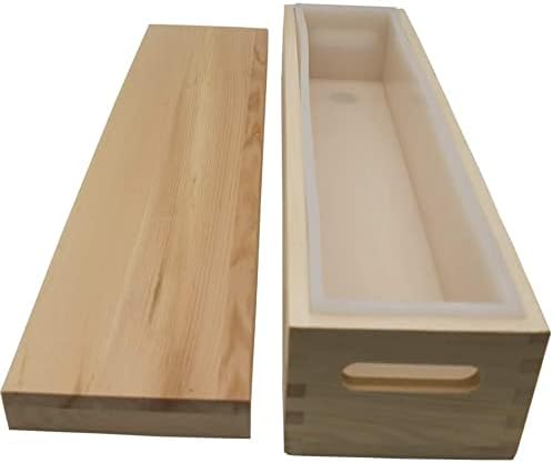Rectangle Silicone Loaf Liner soap Mold Wooden Box with Lid Top 5 lb 86oz 2.5L 2500ml