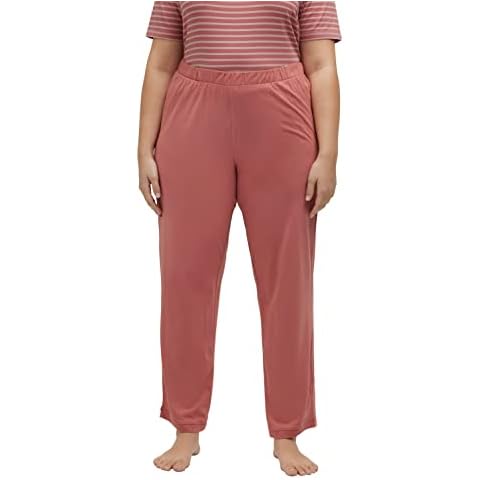 Ulla Popken Women's Pyjamahose, einfarbig, gerades Bein Pajama Bottom, Rouge, 58/60 Cover