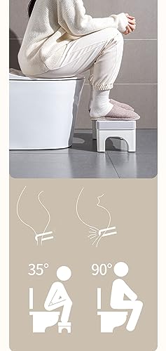 Faltbarer Toilettenhocker für Erwachsene, 17,8 cm, Grau, Badezimmer-Hocker, mit Stauraum, verbessert die Beseitigung, unterstützt gesunden, platzsparenden Trittschemel