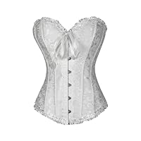 Corset Femme Bustier Lingerie Lacets Bustier sans Manches sans Bretelles Élégant Push Up Shapewear Lingerie Bustiers Confortable Classique Pour Party Halloween Corset Femme Grande Taille (White, S)