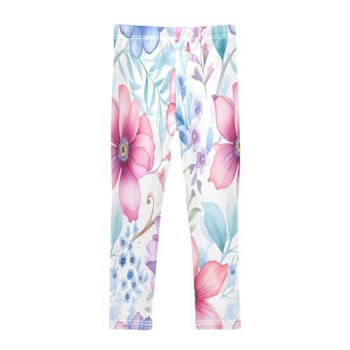 Bolaz Toddler Girls Leggings Printed Yoga Pants Leggings Purple Blue Pink Flower for Kids2