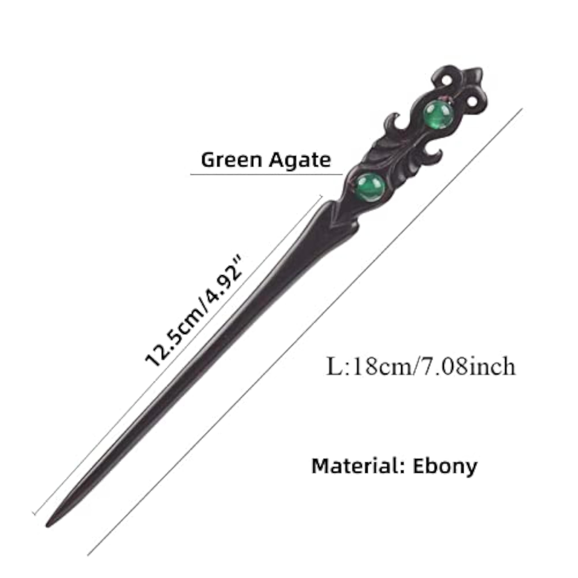 Handmade Ebony Double-faced Jade Sword Hairpins