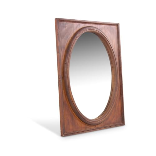 Miroir Ancien Oval Vertical Bois 55.5x3.5x72.5cm - Marron - Décoration d'Autrefois