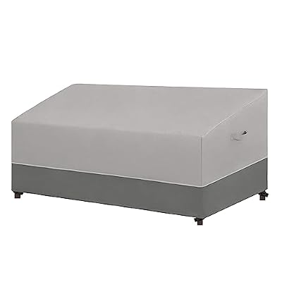Easy-Going Patio Sofa UV Resistant Outdoor Couch Bicolor 3-Seater Bench Waterproof Furniture Cover with Reflective Hemming (88Wx37Dx35H inch, Gray/Dark Gray)