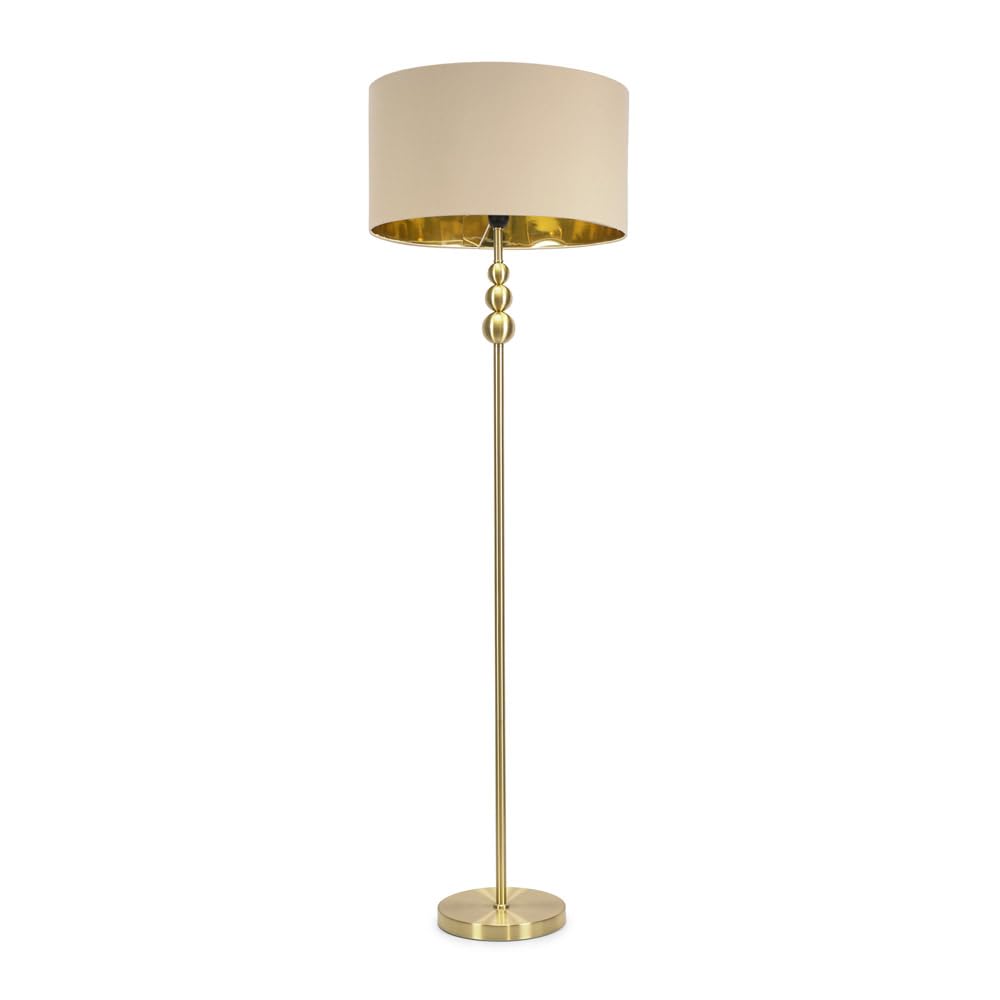 ValueLights | Gold Stacked Ball Single Stem Standing Floor Lamp with Beige/Gold Shade | Floor Lamps & Torchieres, Home Décor & Improvement Essential | Includes Bulb