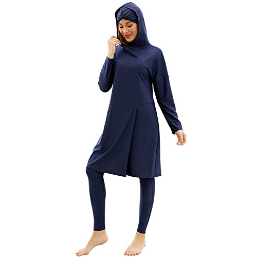 Maillot de bain à manches longues islamique burkini complet 3 pièces avec pantalon hijab