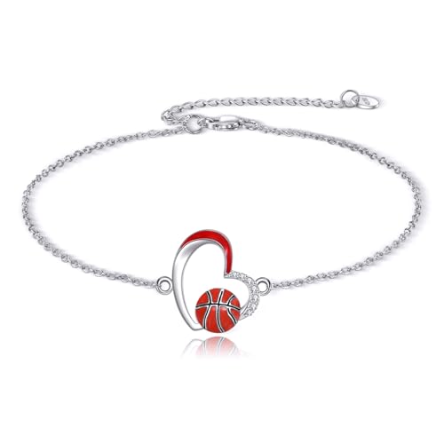 Sports Bracelet 925 Sterling Silver Sports Link Bracelet for Women Ball Jewelry Gifts for Ball Coach Lover Player
