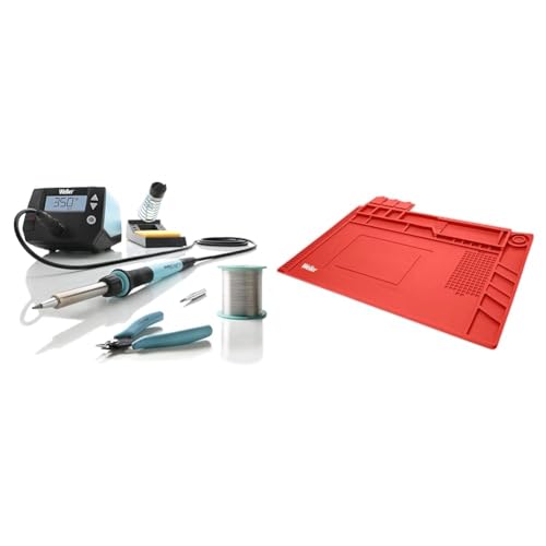 Weller WE 1010 (T0053298390) Kit éducatif 70 W/230 V Station de soudage numérique 1 canal & WLACCWSM2-02 Tapis De Soudure Antiglisse En Silicone Avec Règle,...
