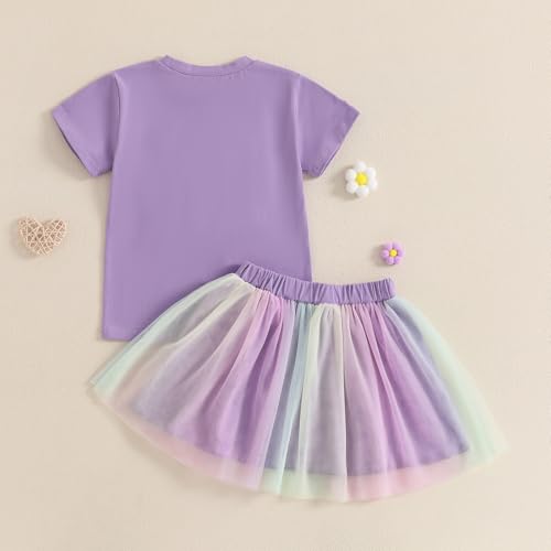 Toddler Girl Birthday Outfit Birthday Girl Embroidery Short Sleeve T-Shirt Tutu Skirt Set Party Clothes for Girls3