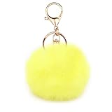 jtkdxqs Pom Pom Keychain Soft Artificial Rabbit Fur Plush Fluffy Ball Key Ring for Women,yellow