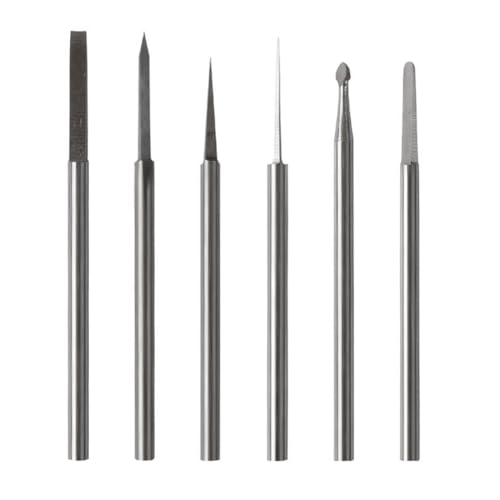 Katnetoly 6 Pezzi Set di Coltelli da Intaglio In Acciaio al Tungsteno con Punte In Olivo e con Fresa A Punta Sferica In Acciaio Argentato A Forma di, 3.0 mm