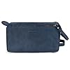 Leather Village Premium Leather Travel Toiletry Bag - Unisex Water-Resistant Travel Dopp Kit, Shaving & Cosmetic Organizer for Men & Women - Compact Bathroom Essentials - Blue #1