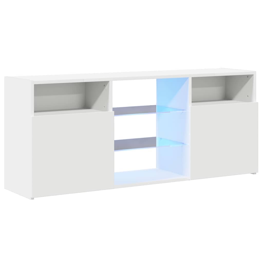 vidaXL TV-Schrank mit LED-Beleuchtung, Weiß, 120x30x50 cm, Holzwerkstoff & Sicherheitsglas, TV-Board für Fernseher bis 50", Lowboard mit Ablagen, Modernes Wohnzimmermöbel