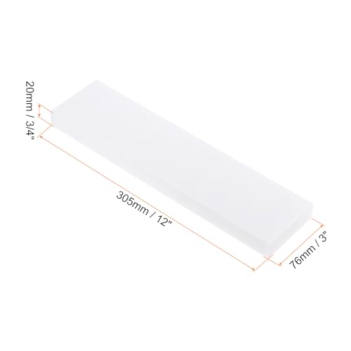 Image of 12 inch x 3 inch x 3 /4 inch HDPE Plastic Sheet, High Density Polyethylene Sheet Cutting Board White Solid Block, [for DIY, Home Floor]