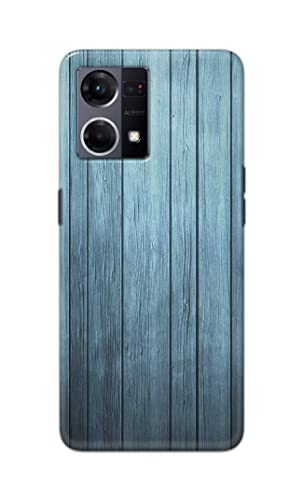 Image of Printed Hard Back Cover Case for Oppo Reno7 4G | Oppo Reno 7 4G Back Cover (Wooden Blue) -702