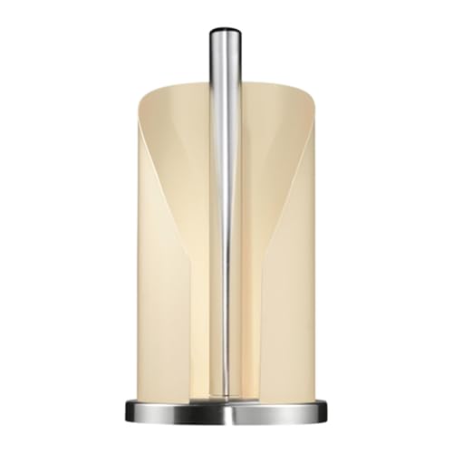 Wesco Papierrollenhalter in der Farbe mandel aus Edelstahl und farbig lackiertem Stahlblech, standfester Edelstahl-Sockel, für handelsübliche Küchenpapierrollen oder 2-3 Toilettenpapierrollen