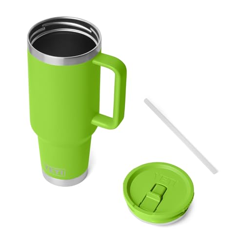 Image of YETI Rambler 40 oz Travel Mug with Flip Straw Lid - Stainless Steel, Vacuum Insulated, Leakproof, Cup Holder Friendly, Venom