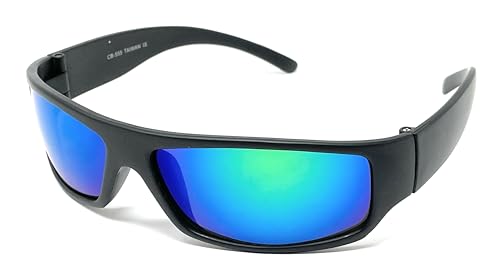 My Shades - Mens Black Color Mirror Sunglasses - Wrap Around Slim Flat Top Gangster Style