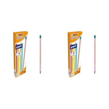 BIC Evolution 646 HB - Matita con gomma, 12 pezzi, colori assortiti (Confezione da 2)