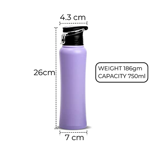 Image of ARG Stainless Steel SINGLE WALL Water Bottle 1000 ML for Fridge /School /Outdoor /Gym /Home /Office /Boys /Girls /Kids, Leak Proof and BPA Free (Purple) 1 litter