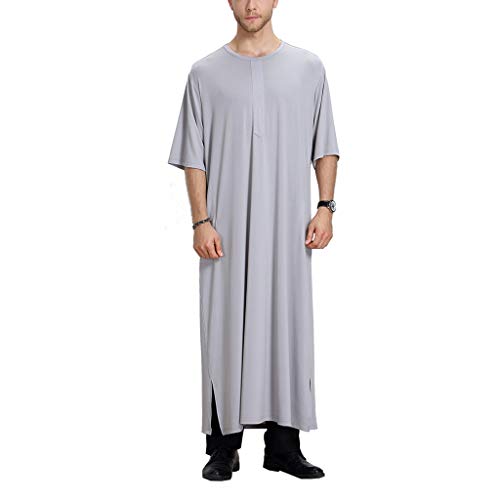 Mens Nightshirts Short Sleeve Long Gown Side Split, Comfy Long Nightgown, Casual Sleepshirt, Nightgrown Pajama